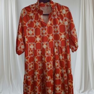 Retro Geometric Tiered Dress – Bold Statement Piece